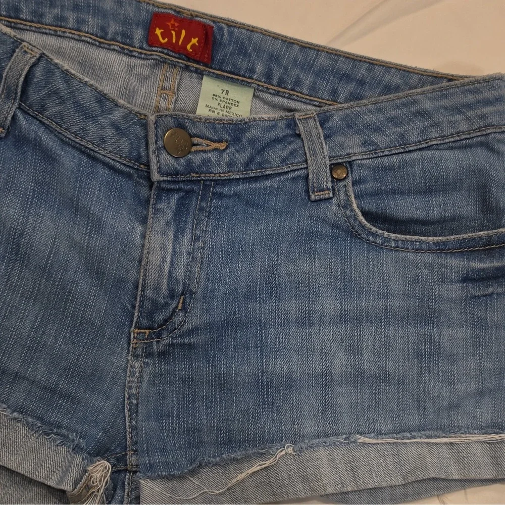 tilt Girls Blue Denim Shorts Size 7 Regular Fit Button Closure Pockets #99